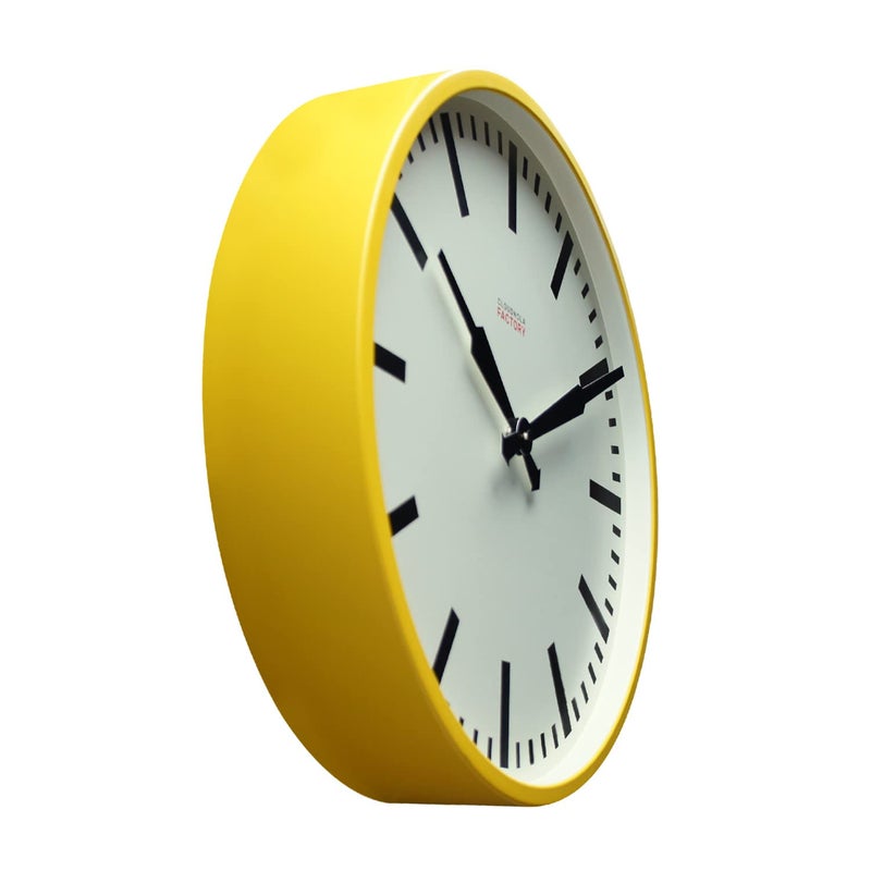 Cloudnola Station Metal Wall Clock, Yellow and Black, 18 inch Diameter, Silent Non Ticking, Battery Operated Quartz Movement - Image 2